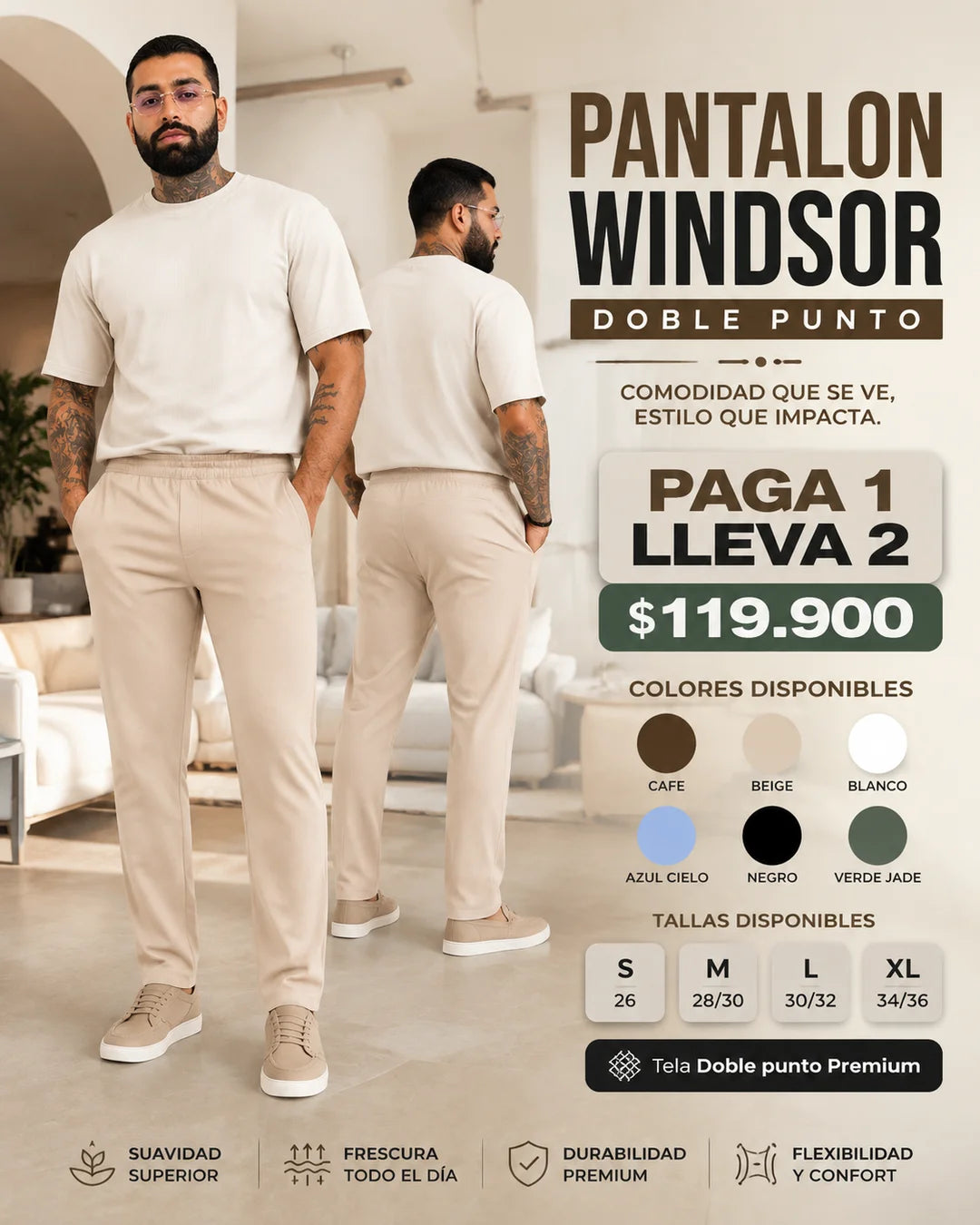PANTALON WINDSOR DOBLE PUNTO