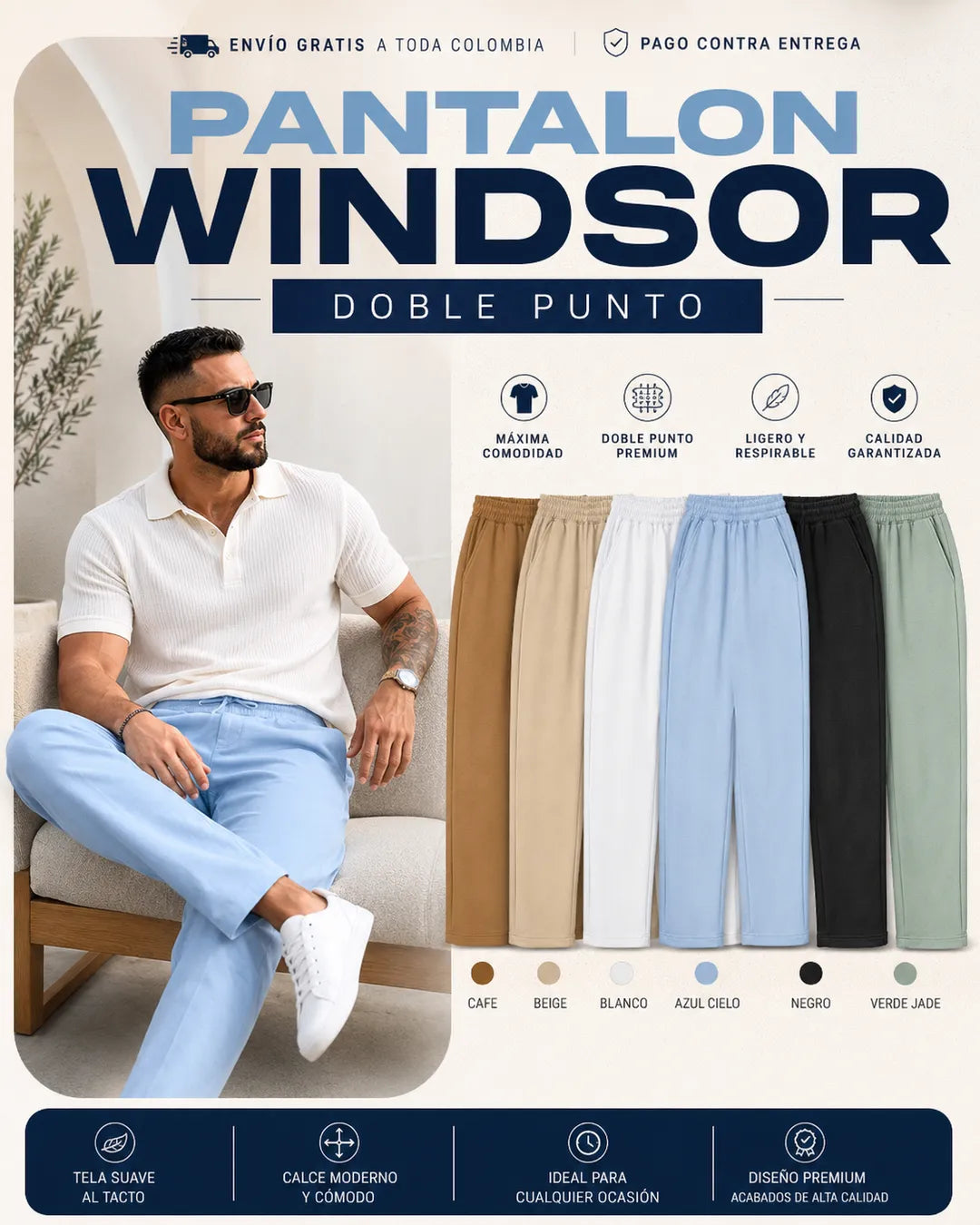 PANTALON WINDSOR DOBLE PUNTO