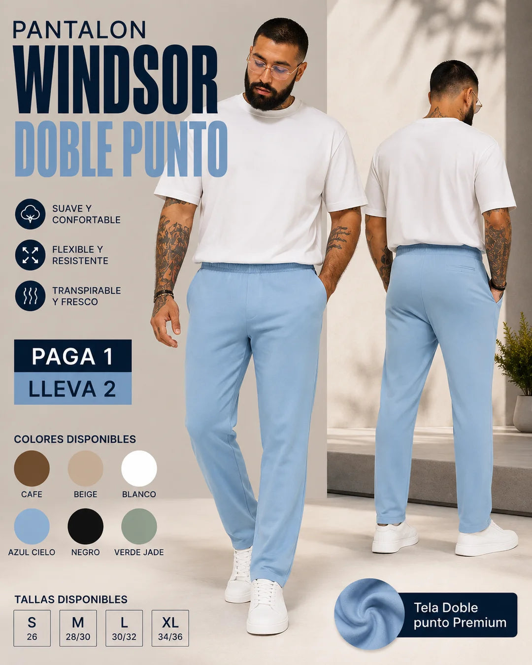 PANTALON WINDSOR DOBLE PUNTO